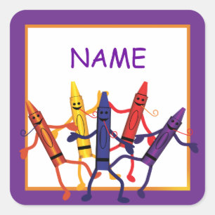 Carré Anniversaire de enfant Crayon Nom du parti Sticker