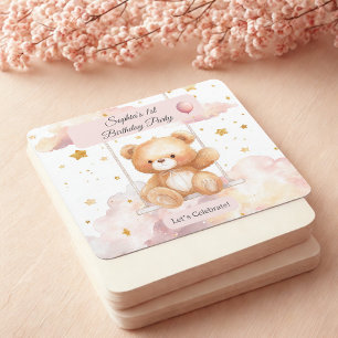 Carré Anniversaire Ourson Mignon - Dessous de Verre Pers