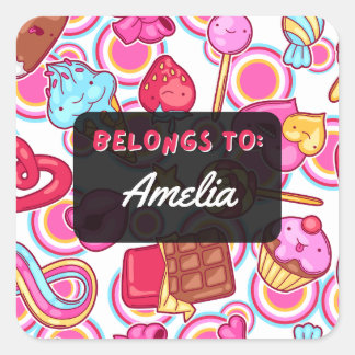 Carré APPARTIENT PERSONNELLEMENT À Kawaii Sweets Sticker
