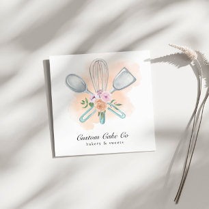 Carré Aquarelle Outils Boulangerie Carte de visite
