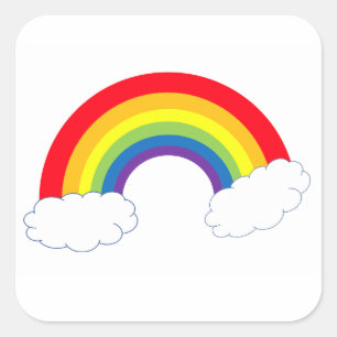 Carré Arc-en-ciel avec Sticker nuageux