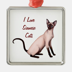 Carré Argenté Amical Jeune Chat Siamois - Ornement Personnalisab