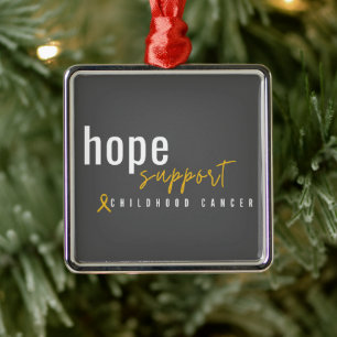 Carré Argenté cancer de l'enfance espoir soutien Noël Ornement