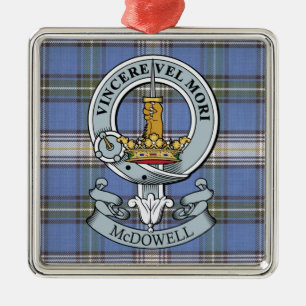 Carré Argenté Crête de McDowell + Ornement de prime de tartan