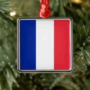 Carré Argenté Drapeau français (France) Ornement en céramique