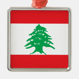 Carré Argenté Drapeau libanais (Drapeau Liban) Ornement en céram