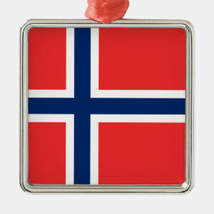 Carré Argenté Drapeau norvégien (Norvège) Ornement en céramique