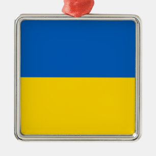 Carré Argenté Drapeau ukrainien (Ukraine) Ornement céramique