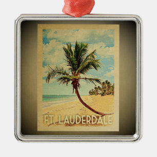 Carré Argenté Ft Lauderdale Vintage voyage Ornement Palm Tree