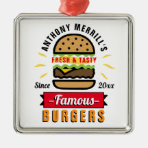 Funny Burgers Nom personnalisé Ornement