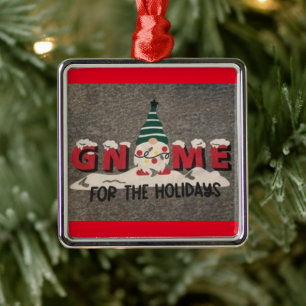 CARRÉ ARGENTÉ **GNOMES DE NOËL** ORNEMENT