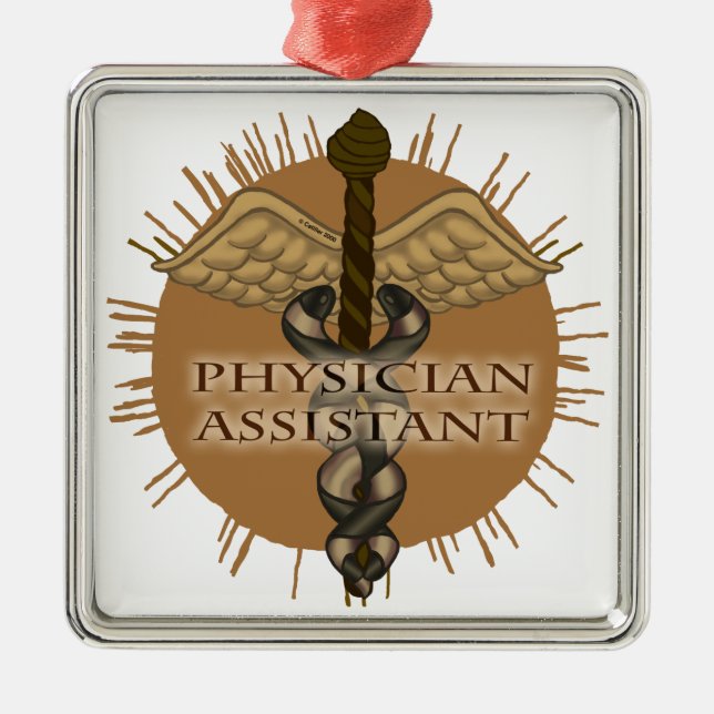 Carré Argenté Médecin Assistant Caduceus ornement (Devant)