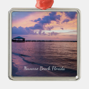 Carré Argenté Navarre Beach Magie Heure Purple Sunset Ornement