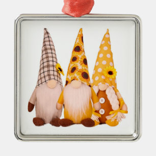 CARRÉ ARGENTÉ NOËL GNOME COMME UN NOËL GNOME ORNEMENT MÉTAL