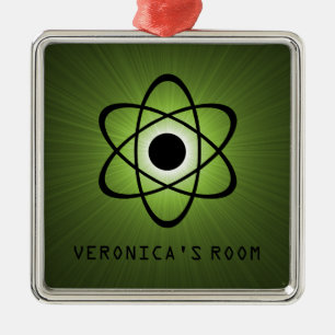 Carré Argenté Ornement Affichette de porte atomique Nerdy, Vert
