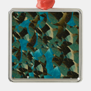 Carré Argenté Ornement bleu mosaïque
