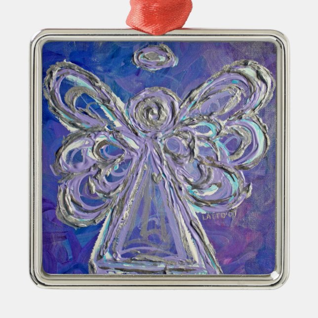 Carré Argenté Ornement d'ange d'argent pourpre (Devant)