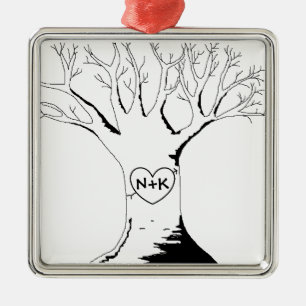 Carré Argenté Ornement "d'arbre d'amoureux"
