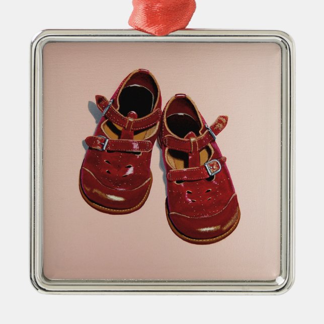 Carré Argenté Ornement de chaussures rouges (Devant)
