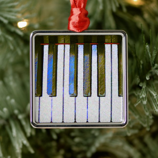 Carré Argenté Ornement de clavier de piano (Arbre)