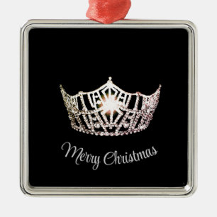 Carré Argenté Ornement de couronne de style Miss America