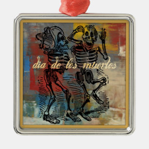 Carré Argenté Ornement de Dia De Los Muertos