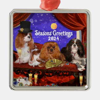 Carré Argenté Ornement de la fête du chien, roi Charles Cavalier