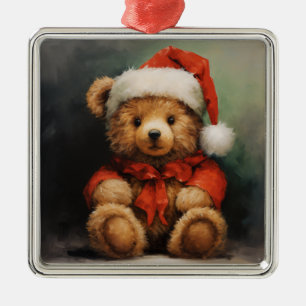 Carré Argenté Ornement de l'ours de Noël