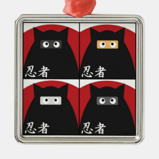 Carré Argenté Ornement de Ninja Kitty