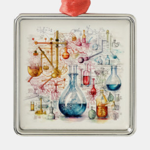 Carré Argenté Ornement de papier de chimie