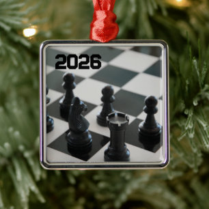 Carré Argenté Ornement de plateau et pièces d'échecs