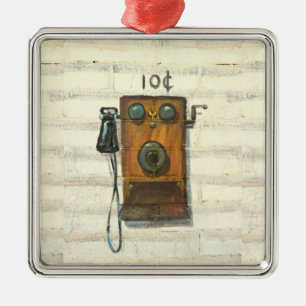 Carré Argenté ornement de téléphone mural antique