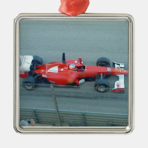 Carré Argenté Ornement de voiture Red Racing