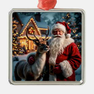 Carré Argenté Ornement du Père Noël