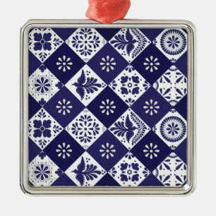 Carré Argenté Ornement en céramique Talavera mexicain