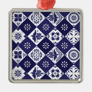 Carré Argenté Ornement en céramique Talavera mexicain