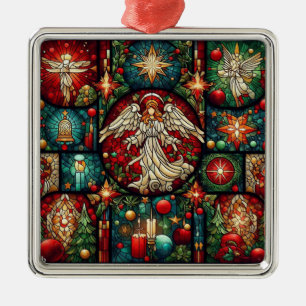 Carré Argenté Ornement en verre de Noël