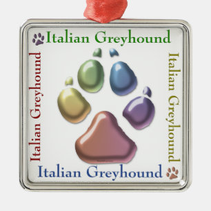 Carré Argenté Ornement Greyhound italien
