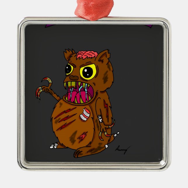 Carré Argenté Ornement Hamster Zombie (Devant)