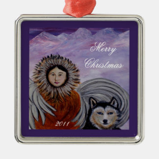 Carré Argenté Ornement personnalisable d'ange de Joyeux Noël