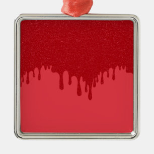 Carré Argenté Ornement personnalisé rouge tomate à effet de gout