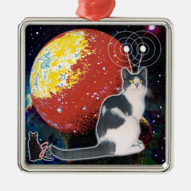 Carré Argenté Ornement Robo-Chat Hobo (Devant)