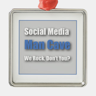 Carré Argenté Ornement social de caverne d'homme de médias