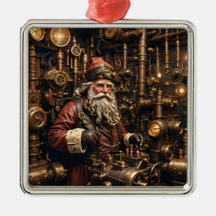 Carré Argenté Ornement Steampunk Père Noël