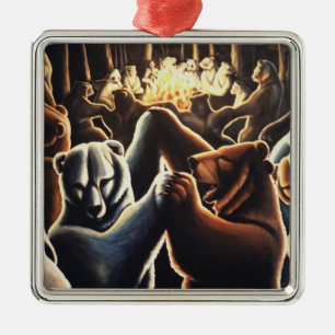 Carré Argenté Ours de danse Ornement Multicultural Love Cadeaux
