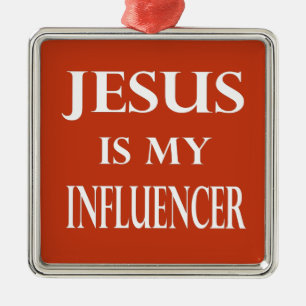 Carré Argenté Religion - Jésus Est Mon Influenceur Ornement Méta