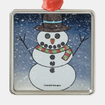 Snowman avec BG - Ornement Premium