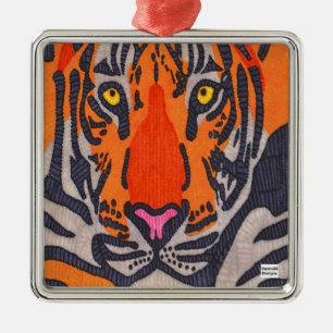 Carré Argenté Tigre - Ornement Premium