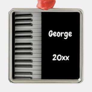 Carré Argenté Touches de piano personnalisées ornement métalliqu