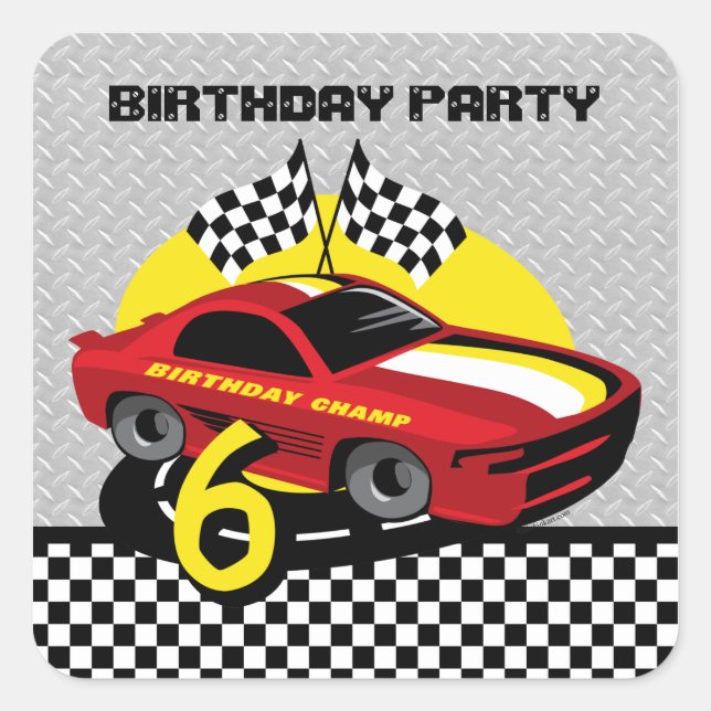 Carré Autocar de course Sticker 6e anniversaire (Devant)
